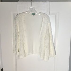 Sara Morgan Ladies Open Front 3/4” Sleeves  Shrug White Size L